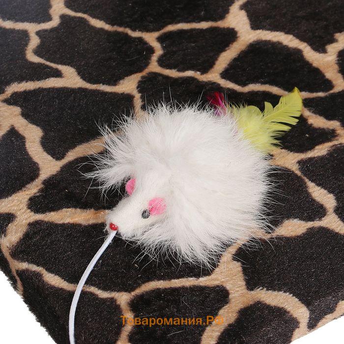 Домик для кошек с когтеточкой "Куб", с площадкой и игрушкой, 35 х 30 х 85 см, микс цветов