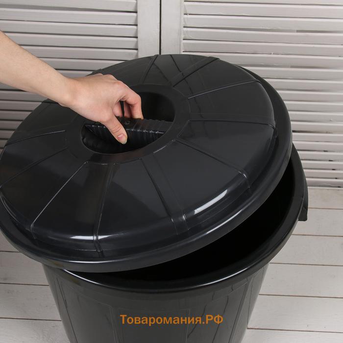 Бак хозяйственно - бытовой, 50 л, полипропилен, с крышкой, чёрный