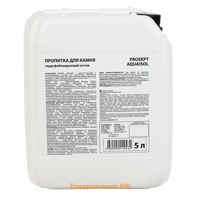 Пропитка для камня Prosept Aquaisol, гидрофобизирующий состав, Концентрат 1:2, 5 л