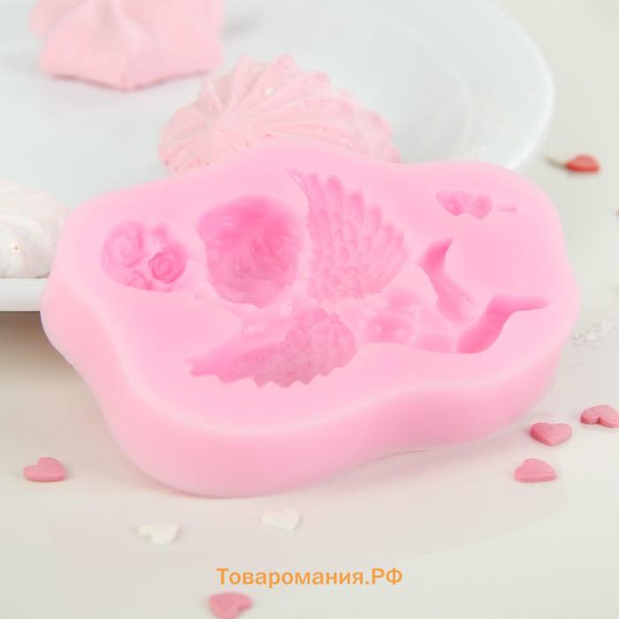 Молд «Ангел с букетом», силикон, 9.3×6×1.9 см, розовый