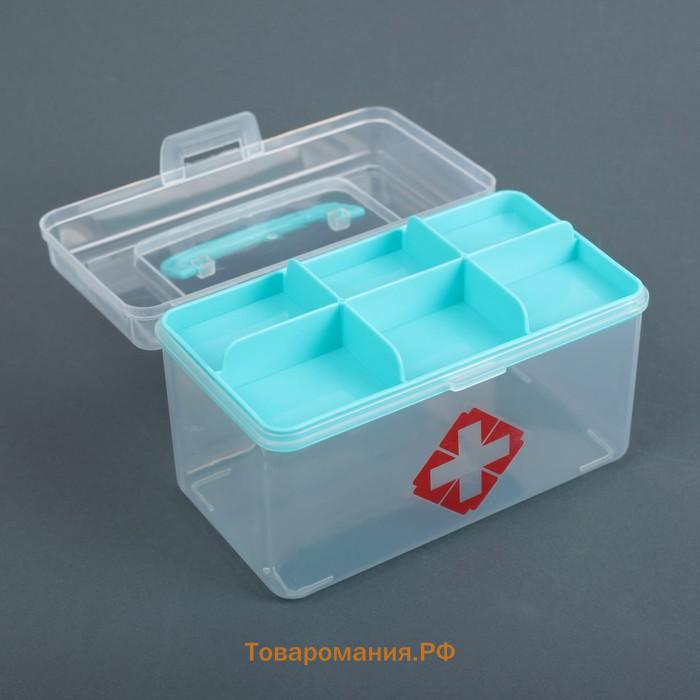 Аптечка, 15.5×9×9.5 см, пластик, прозрачный корпус, МИКС
