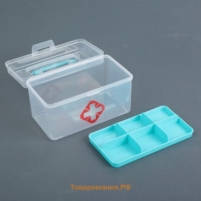 Аптечка, 15.5×9×9.5 см, пластик, прозрачный корпус, МИКС
