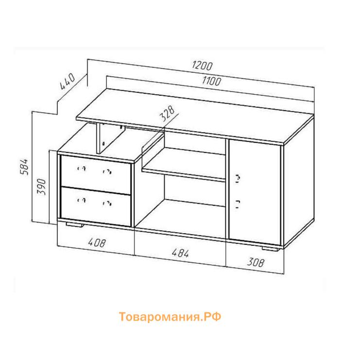 Тумба ТВ Лацио, 1200х440х564, цвет ясень шимо