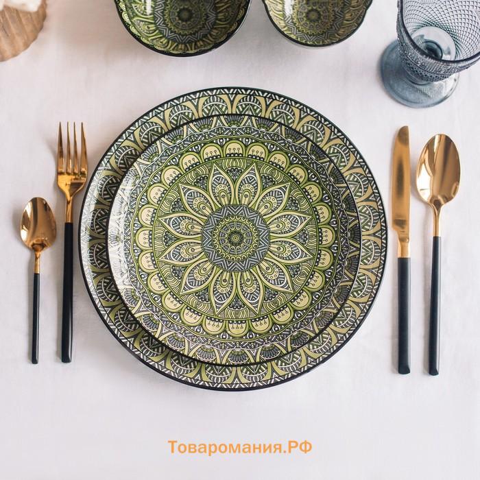 Тарелка глубокая  «Мирсоле», d=21 см, керамика, зелёная