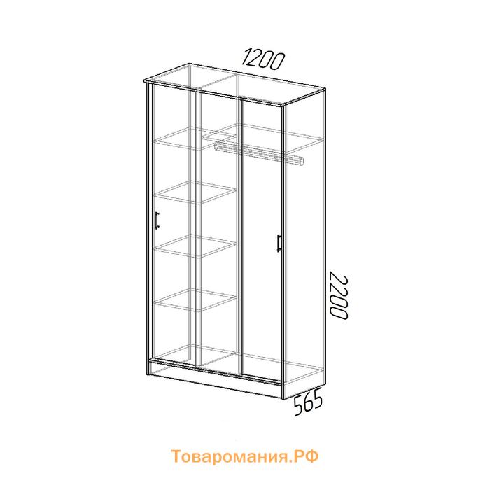 Шкаф-купе «Эко», 1200×565×2200 мм, венге/лоредо