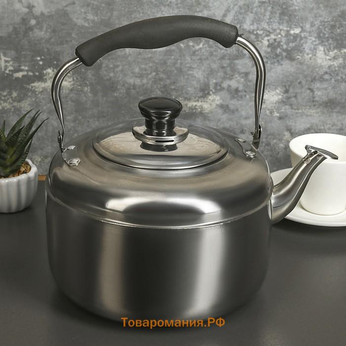 Чайник со свистком, 3.6 л, нержавеющая сталь, хромированный