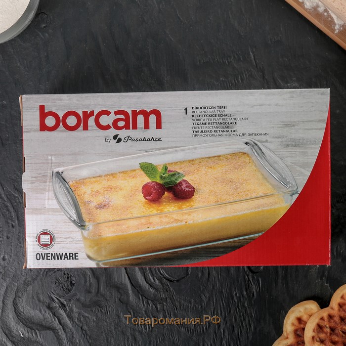 Форма для запекания и выпечки Borcam, 1.32 л, жаропрочное стекло, прозрачная