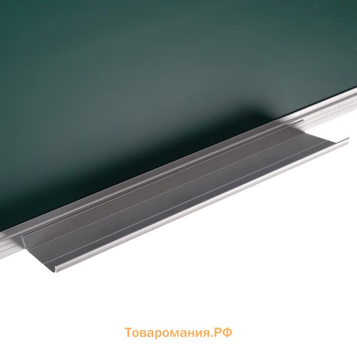 Доска магнитно-меловая 100×150 см, ЗЕЛЁНАЯ, Calligrata СТАНДАРТ, в алюминиевой рамке, с полочкой