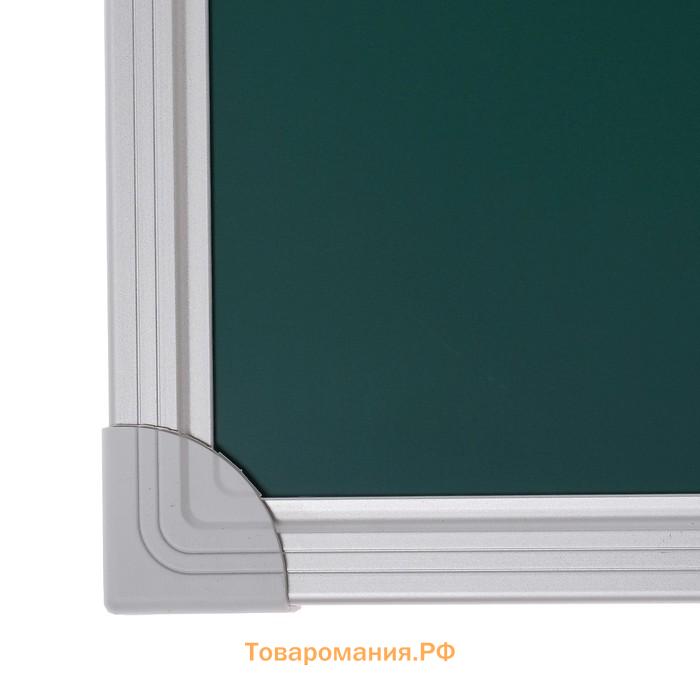 Доска магнитно-меловая 100×150 см, ЗЕЛЁНАЯ, Calligrata СТАНДАРТ, в алюминиевой рамке, с полочкой