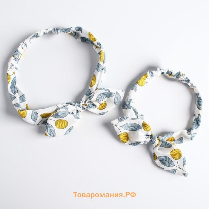 Повязка на голову для мамы и дочки M&B «Family look: сердечки» 2 шт., голубой