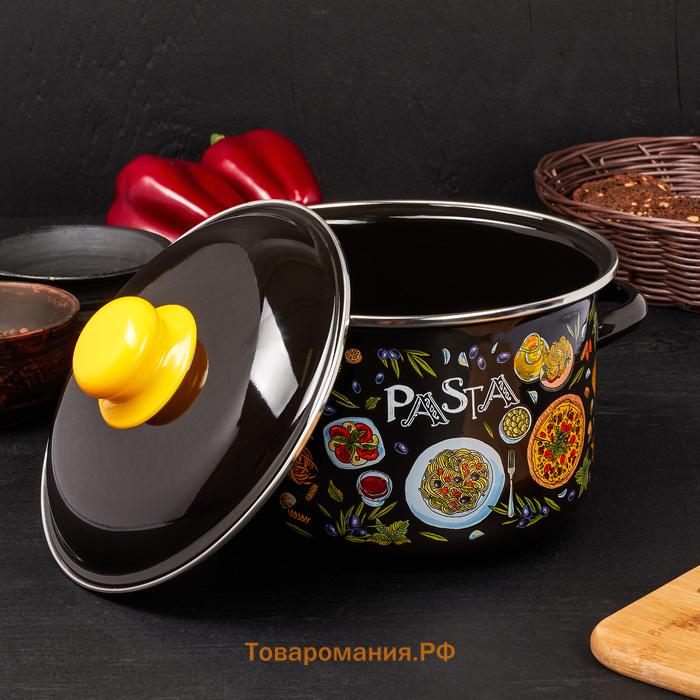 Кастрюля эмалированная Pasta, 3 л, d=18 см, цилиндрическая, индукция, чёрная