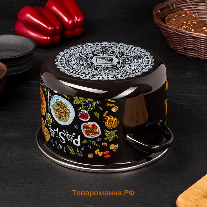 Кастрюля эмалированная Pasta, 3 л, d=18 см, цилиндрическая, индукция, чёрная