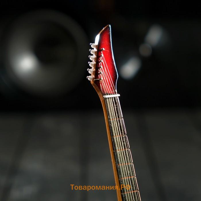 Гитара сувенирная Ibanez, на подставке, 24×8×2 см, красно-белая