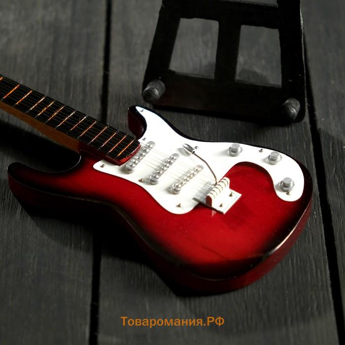 Гитара сувенирная Ibanez, на подставке, 24×8×2 см, красно-белая
