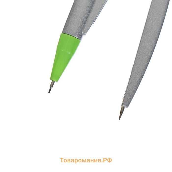 Готовальня 7 предметов: циркуль, грифели, ластик, линейка 15 см, 2 угольника, транспортир, в пластиковом пенале