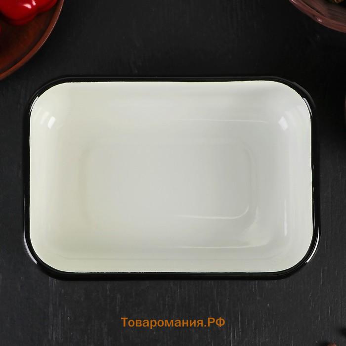 Контейнер, 1.5 л, с крышкой, эмалированная сталь, деколь МИКС, белый