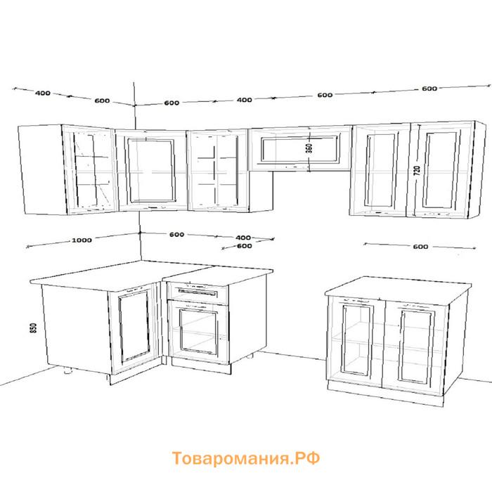 Кухонный гарнитур 10 Белый Вегас 1000х2200