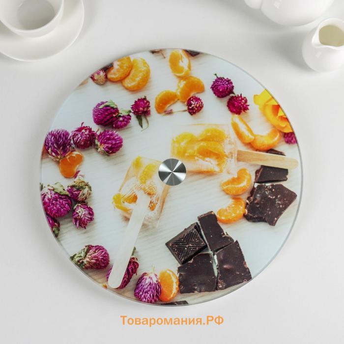 Подставка для торта вращающаяся  «Фруктовый лёд», d=32 см, стекло