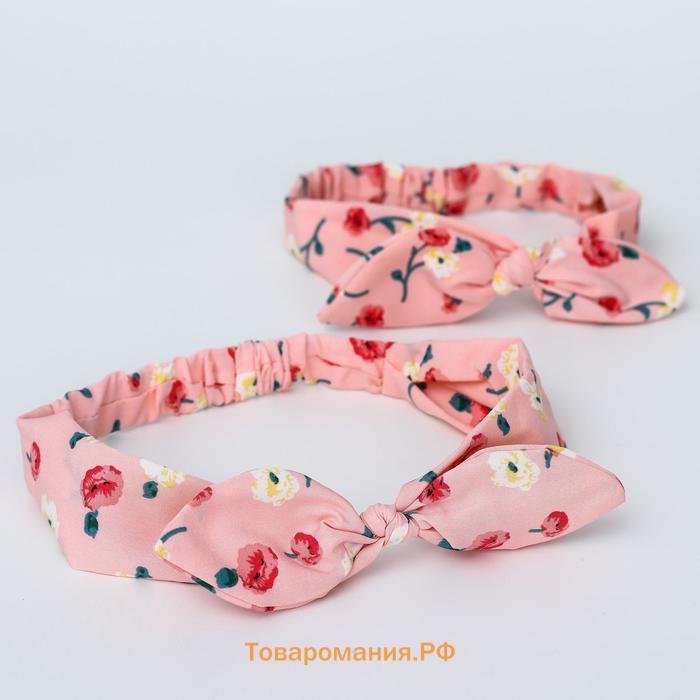 Повязка на голову для мамы и дочки M&B «Family look: цветы» 2 шт., розовый