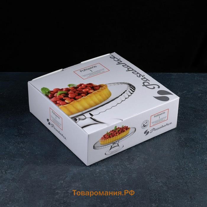 Подставка для торта Paşabahçe Patisserie, d=28 см, на ножке, стекло, прозрачная