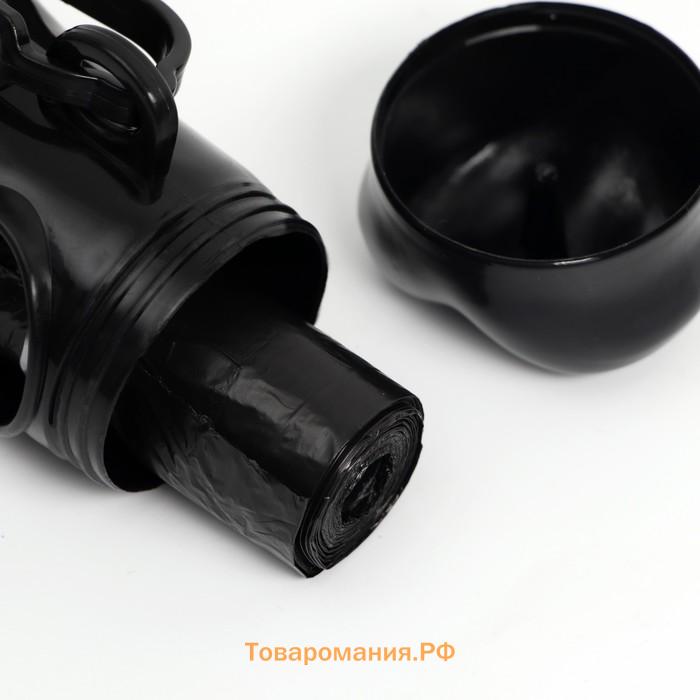 Контейнер-косточка с мешками для уборки (рулон 15 пакетов 29х21 см), чёрный