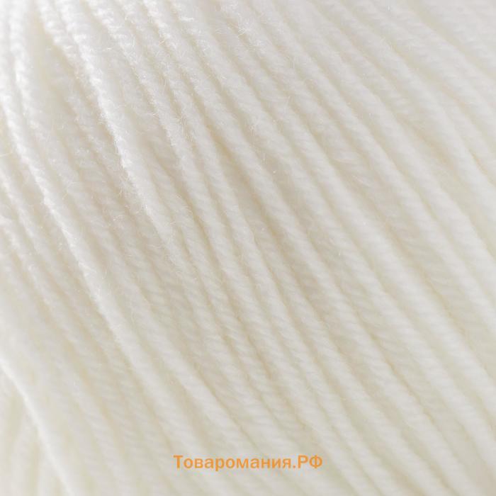 Пряжа для вязания спицами, крючком «Троицкая. Кроха», 20% шерсть, 80% акрил 135м/50 г, (01 белый)