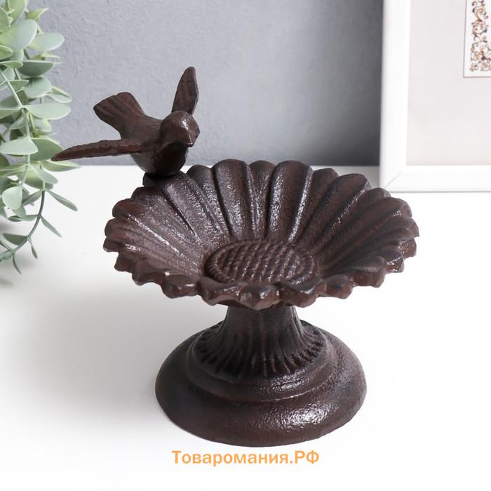 Фигурка-подставка для мелочей «Птица на ромашке», чугун, 10×17×13 см