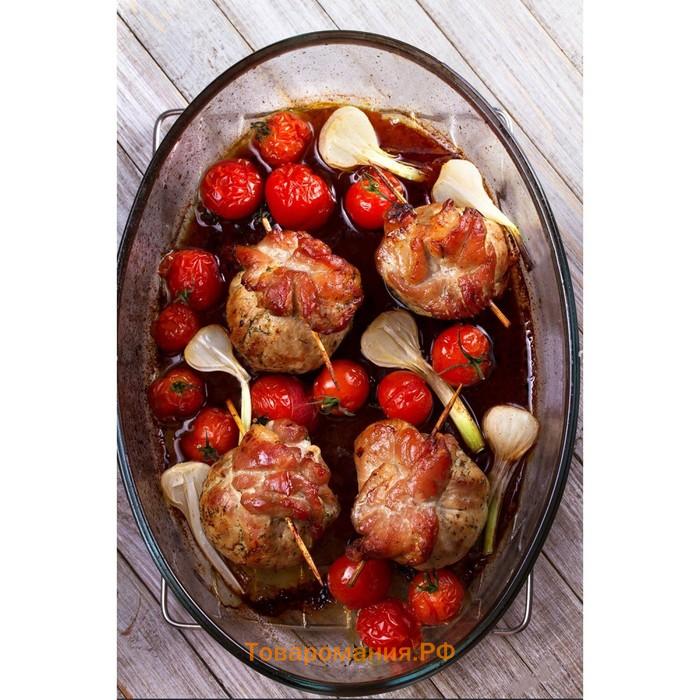 Форма для запекания и выпечки , 3 л, 35×24×6 см, овальная, жаропрочное стекло, прозрачная
