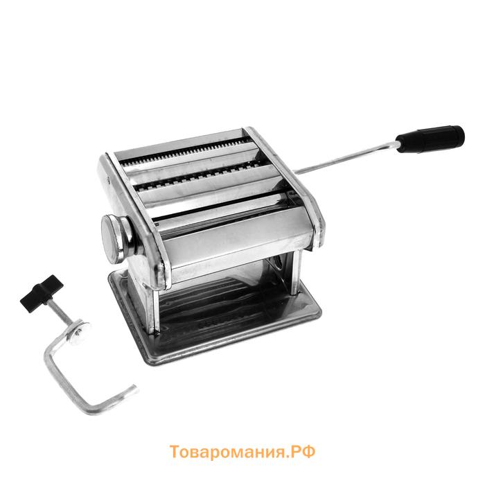 Лапшерезка-тестораскатка ручная, 6 настроек толщины теста, ширина лапши 2 и 5 мм, нержавеющая сталь