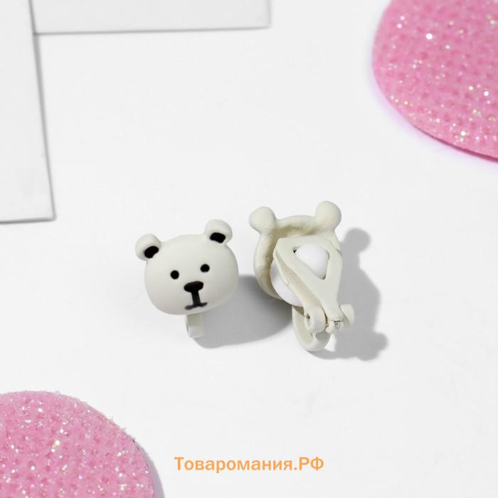 Серьги-клипсы детские «Выбражулька» мишки, чёрно-белые