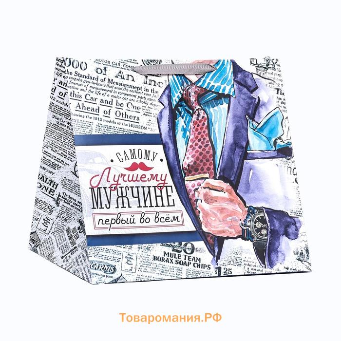 Пакет для торта и коробок, с широким дном «Первый во всем», 40×40×40 см