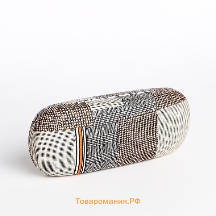 Футляр для очков на хлопушке, длина 16 см, с принтом «Геометрическая абстракция», бежевый