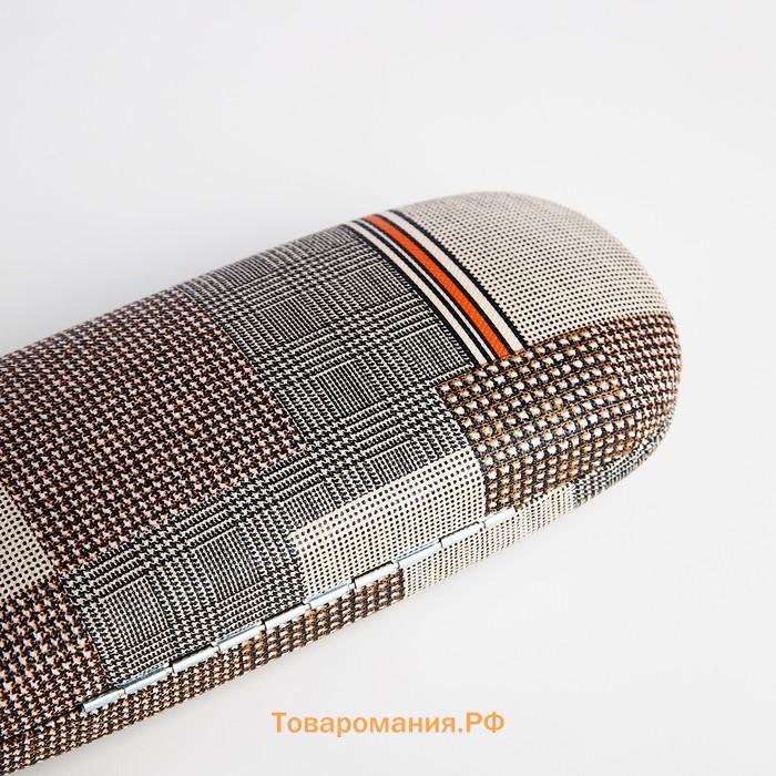 Футляр для очков на хлопушке, длина 16 см, с принтом «Геометрическая абстракция», бежевый