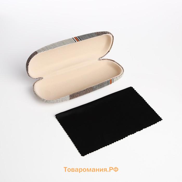 Футляр для очков на хлопушке, длина 16 см, с принтом «Геометрическая абстракция», бежевый