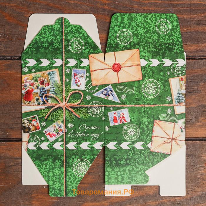 Коробка складная, подарочная новогодняя «Подарок» 10×10×10 см