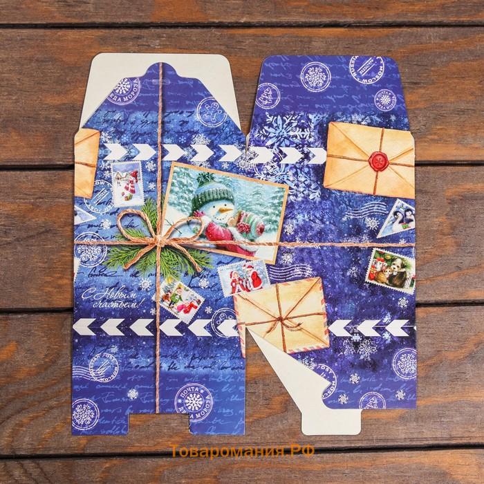 Коробка складная, подарочная новогодняя «Дед Мороз» 12×12×12 см