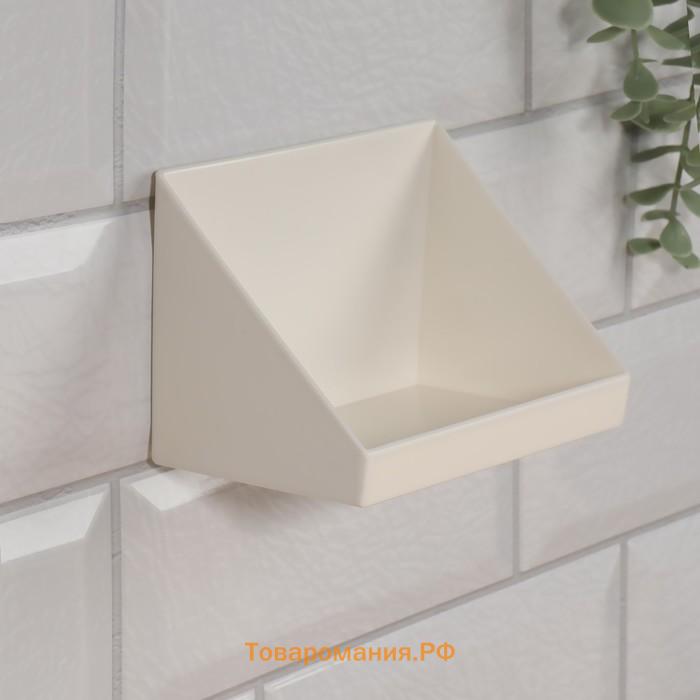 Органайзер для хранения BASIC, навесной, 1 секция, с клеевой основой, 8.7×8×2 см, белый