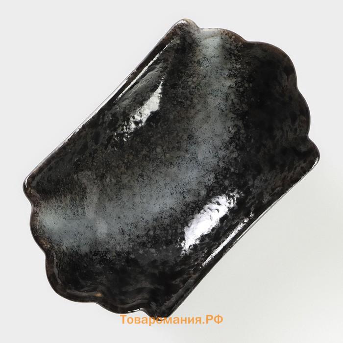Салатник Magistro «Ночной дождь», 13×8×4.5 см, фарфор, чёрный