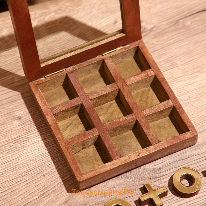 Игра настольная «Крестики-нолики», 13×13 см, манговое дерево, латунь