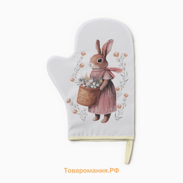 Варежка-прихватка  "Зайчиха" 20х28 см, 35% хл, 65% пэ, ватин 250 г/м2