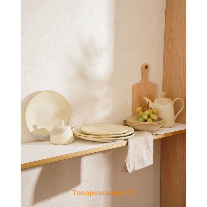 Тарелки SL Home «Волны Сардинии», d=21.5 см, фарфор, набор 2 шт., бежевые