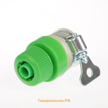 Коннектор с хомутом, крепление на кран 1/2" (12 мм), цанговое соединение 1/2" (12 мм), пластик, резина, Greengo