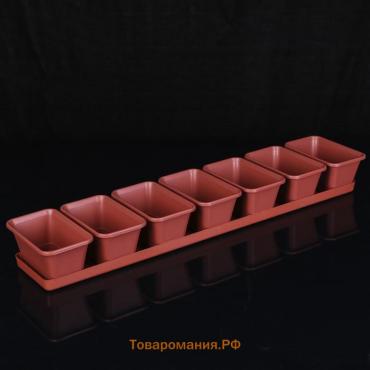 Набор горшков для цветов с поддоном Darel plastic, 750 мл, 73 см, 7 шт., терракотовый
