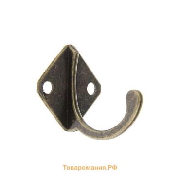 Крючок мебельный ТУНДРА TKO026, однорожковый, бронза, 20 шт.