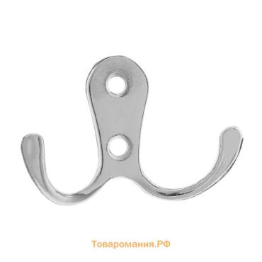 Крючок мебельный ТУНДРА TKd=006, двухрожковый, хром