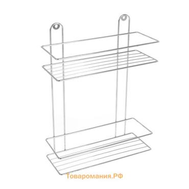 Полка прямоугольная 2-х ярусная, 26,5×10,5×35 см, цвет хром