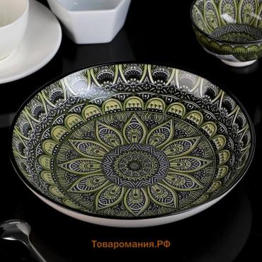 Тарелка глубокая  «Мирсоле», d=21 см, керамика, зелёная