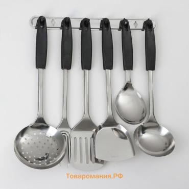 Набор кухонных принадлежностей «Ночь», 6 предметов, на подвесе, серебристый