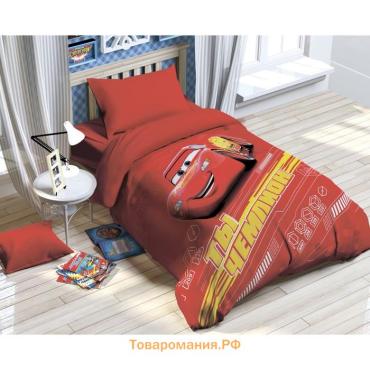 Постельное бельё 1.5 сп «Машина», 143×215 см, 150×214 см, 50×70-1 шт., хлопок 100%, поплин