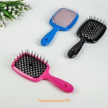 Расчёска массажная, широкая, вентилируемая, 8,4 × 20,5 см, цвет МИКС